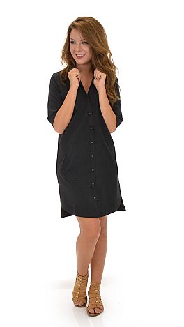 Modern Shirt Dress, Black