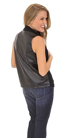 Leather Back Cowl Neck Top