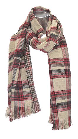 Double Sided Plaid Scarf, Khaki