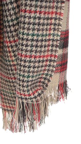 Double Sided Plaid Scarf, Khaki