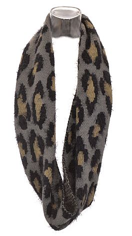 Leopard Sweater Scarf, Gray