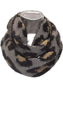 Leopard Sweater Scarf, Gray