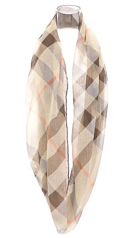 Ecru Brown Plaid Scarf