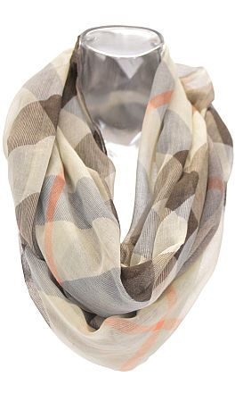 Ecru Brown Plaid Scarf