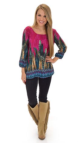 Magenta Feathers Top