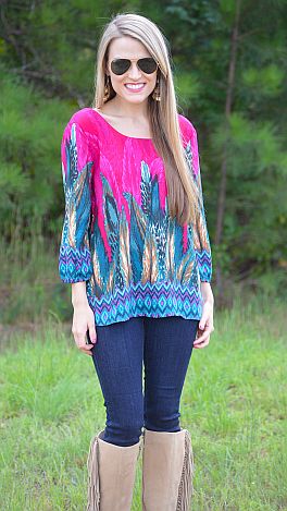 Magenta Feathers Top