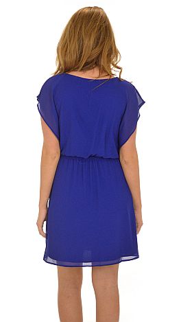 Flutter Sleeve Dress, Blue