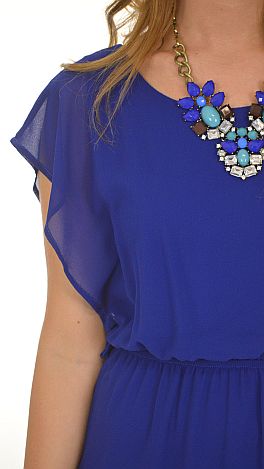 Flutter Sleeve Dress, Blue