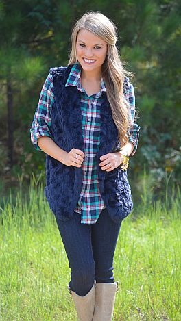 Navy Baby Fur Vest