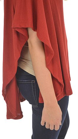 Cowl Neck Poncho, Red