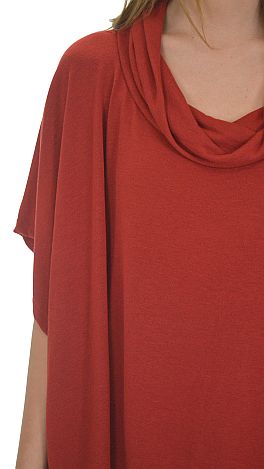 Cowl Neck Poncho, Red