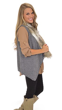 Fur Collar Sweater Vest