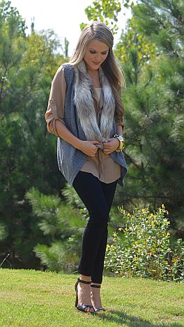 Fur Collar Sweater Vest