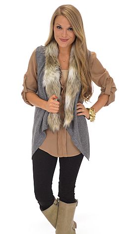 Fur Collar Sweater Vest