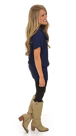 Banded Bottom Tunic, Blue