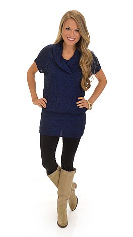 Banded Bottom Tunic, Blue