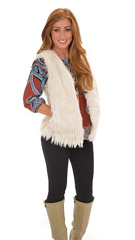 Solid Ivory Fur Vest