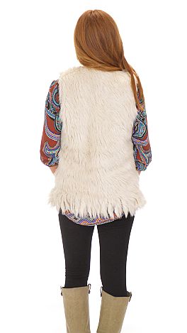 Solid Ivory Fur Vest