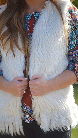 Solid Ivory Fur Vest