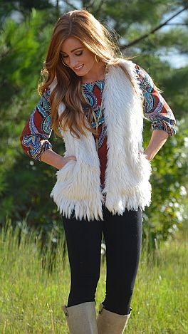 Solid Ivory Fur Vest