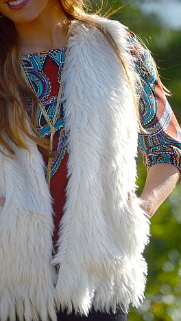 Solid Ivory Fur Vest