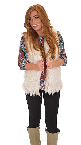 Solid Ivory Fur Vest