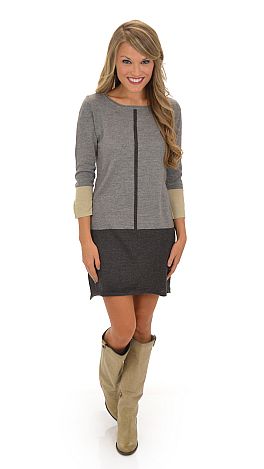 Central Sweater Dress, Gray