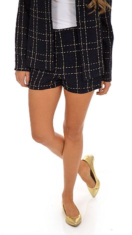 Navy Tweed Shorts