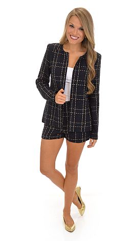 Navy Tweed Shorts