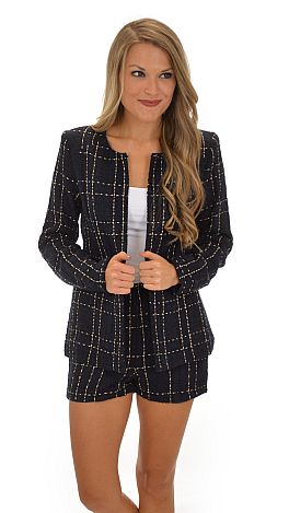 Navy Tweed Shorts