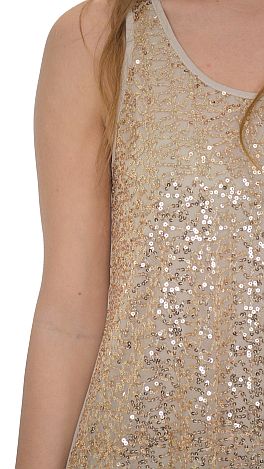 Layered Sequin Dress, Nude