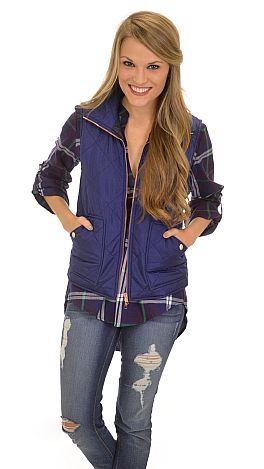 All American Quilted Vest, Navy