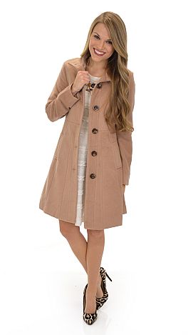 Fit and Flare Coat, Camel