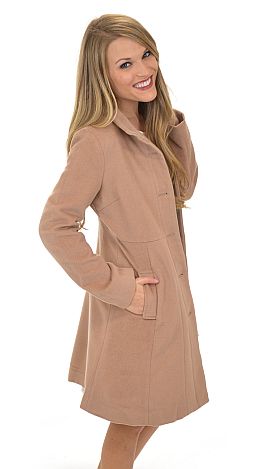 Fit and Flare Coat, Camel