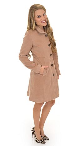 Fit and Flare Coat, Camel