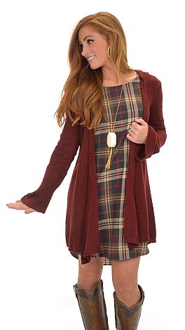 Wine Boucle Cardigan