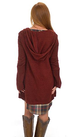 Wine Boucle Cardigan