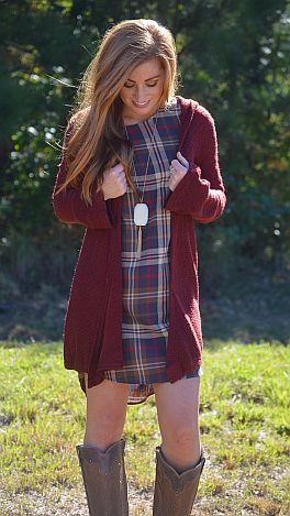 Wine Boucle Cardigan