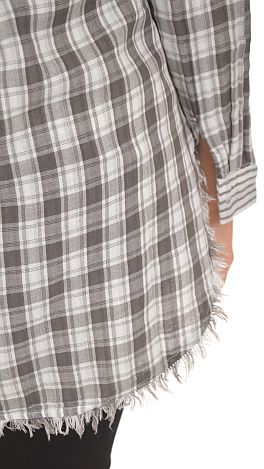 Frayed Hem Plaid Tunic