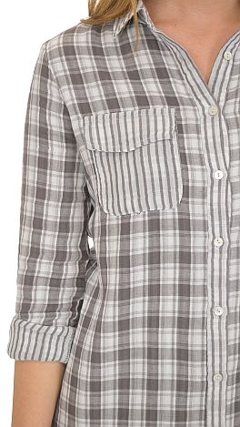 Frayed Hem Plaid Tunic
