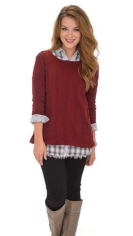 Frayed Hem Plaid Tunic