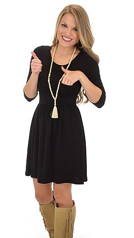French Terry Dress, Black