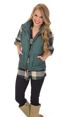 All American Quilted Vest, Green