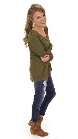 Boxy Pocket Sweater, Olive