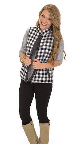 Buffalo Check Vest, Black