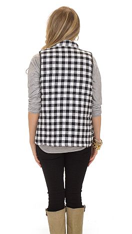 Buffalo Check Vest, Black