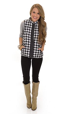 Buffalo Check Vest, Black