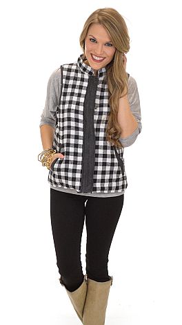 Buffalo Check Vest, Black