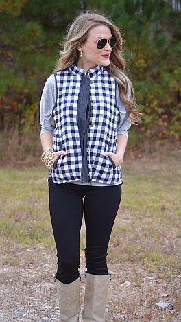 Buffalo Check Vest, Black