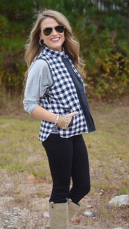 Buffalo Check Vest, Black